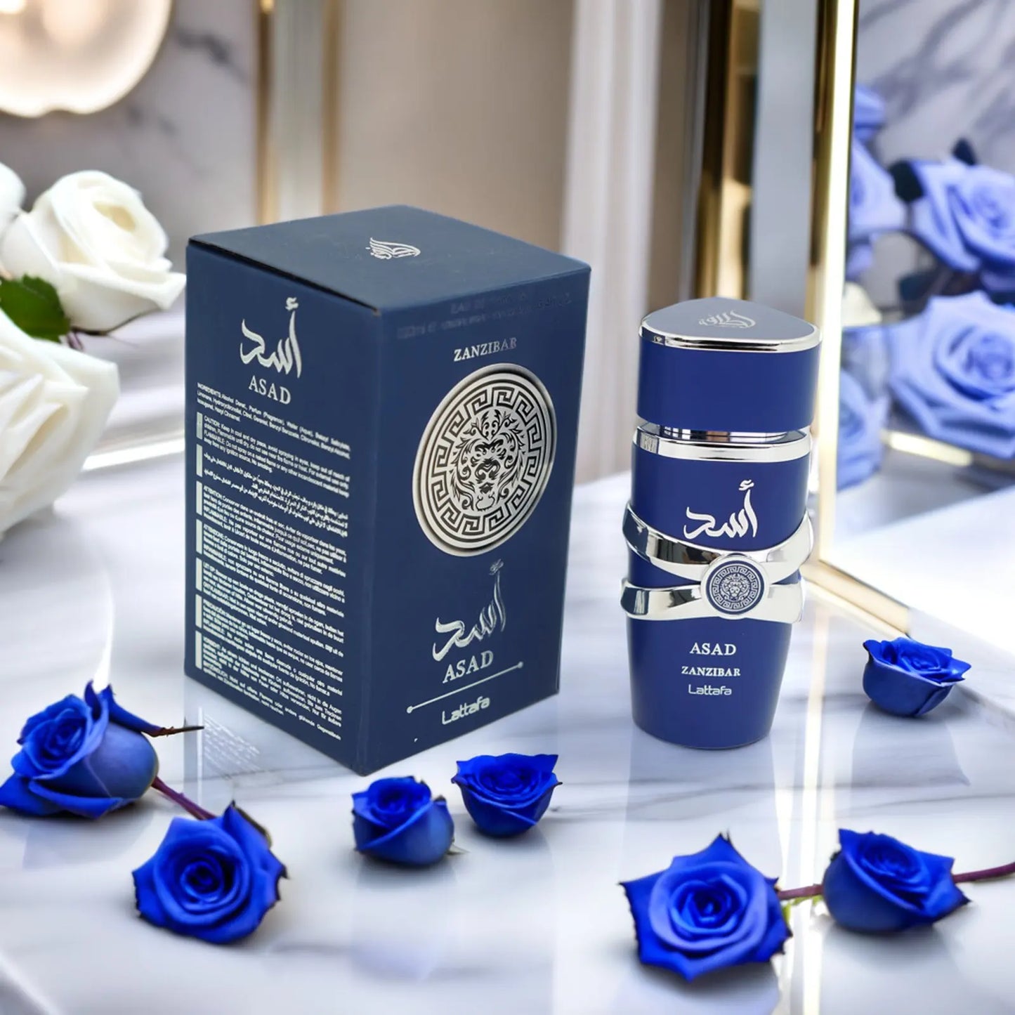 Lattafa Asad Zanzibar Blue Edition For Men Eau de Parfum Spray 3.4 Ounce Spicy Fragrance Warm Note Of Premium Luxury Fragrance