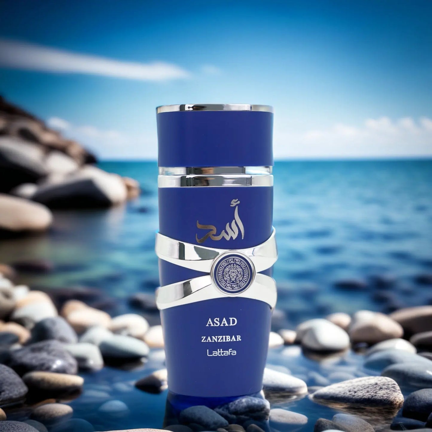 Lattafa Asad Zanzibar Blue Edition For Men Eau de Parfum Spray 3.4 Ounce Spicy Fragrance Warm Note Of Premium Luxury Fragrance