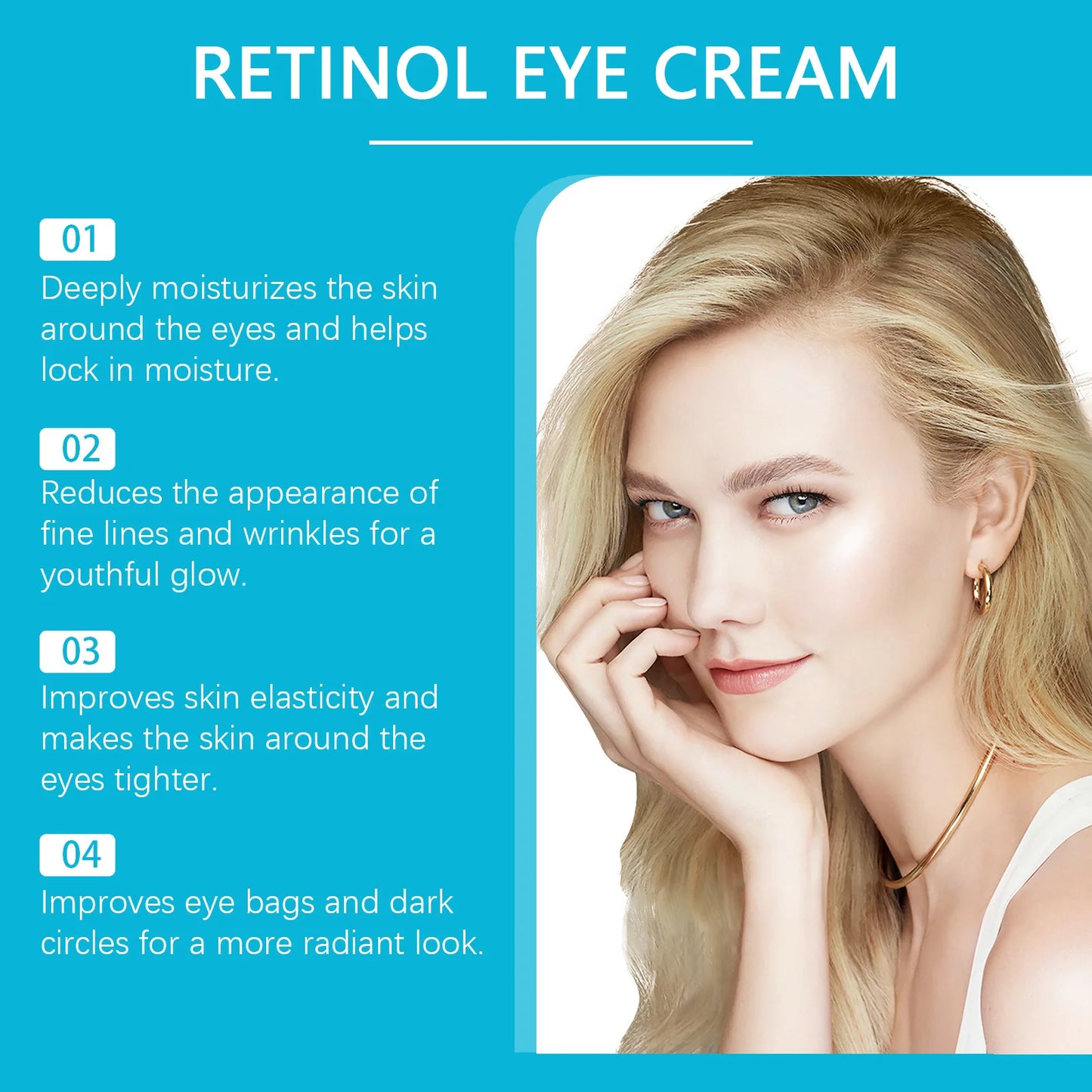 Hoygi 50ml Retinol Eye Line Lightening Cream Firming Lifting Anti Dark Circles Eye Bags Puffiness Moisturizing Eye Care Cream