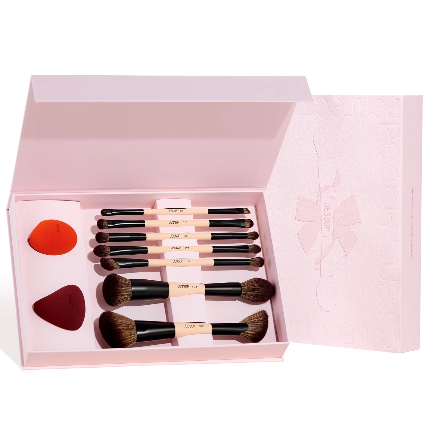 Jessup Makeup Brushes Set with Makeup Sponge, 3/7pcs Double Sided Makeup Brush Foundation Blush Eyeshadow with Gift Box