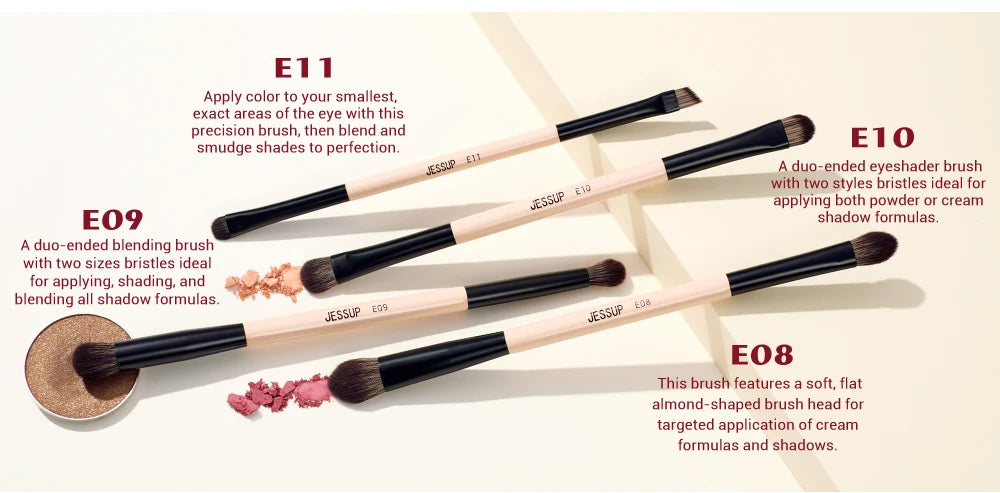 Jessup Makeup Brushes Set with Makeup Sponge, 3/7pcs Double Sided Makeup Brush Foundation Blush Eyeshadow with Gift Box