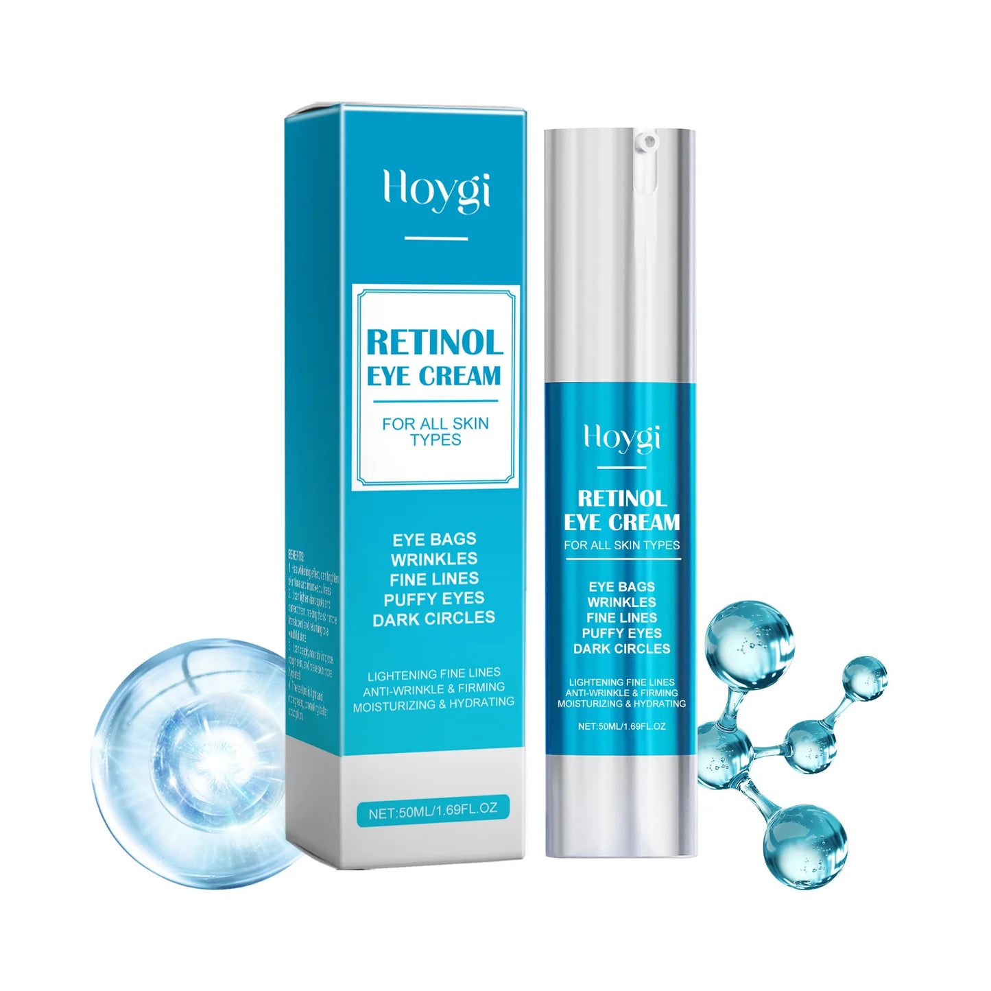 Hoygi 50ml Retinol Eye Line Lightening Cream Firming Lifting Anti Dark Circles Eye Bags Puffiness Moisturizing Eye Care Cream