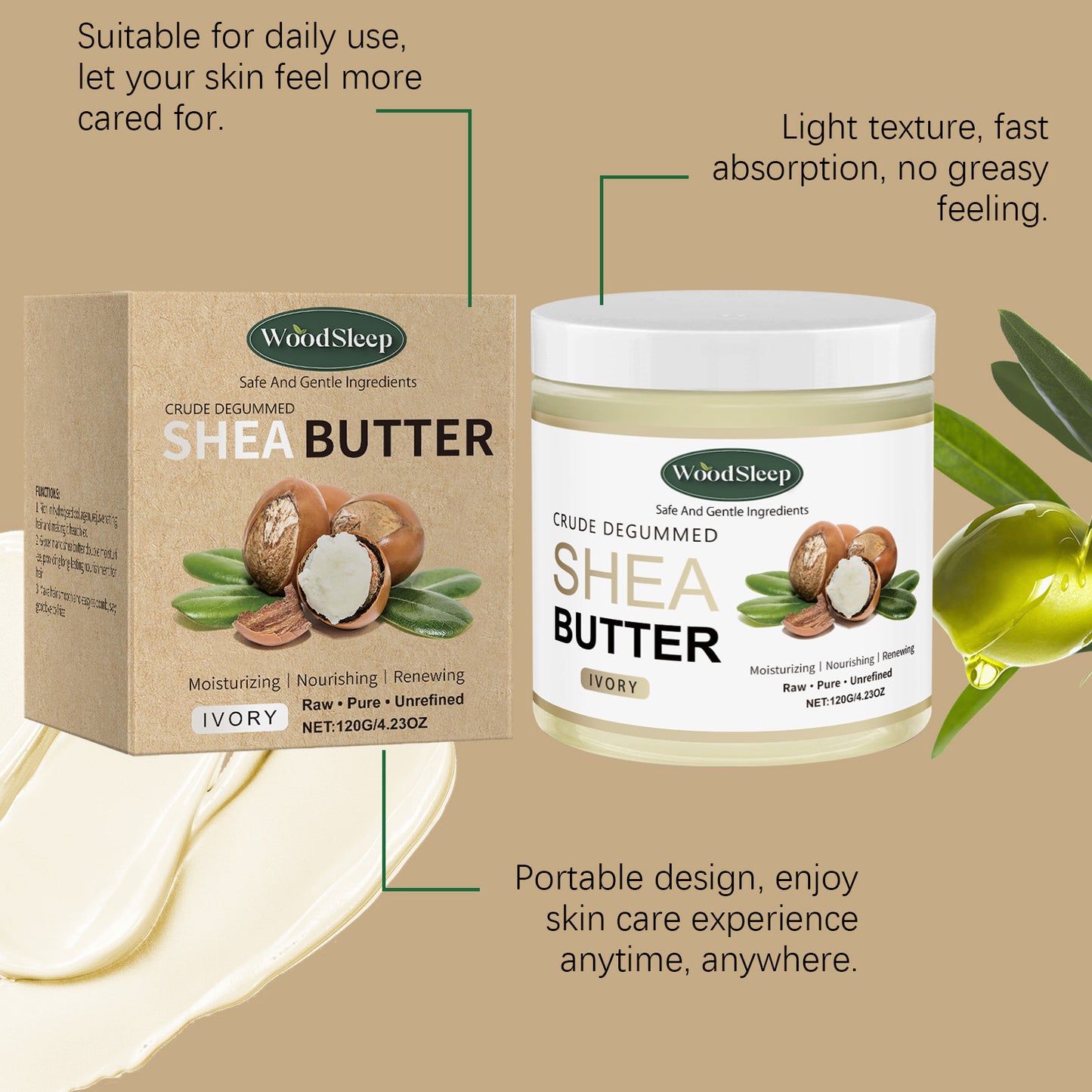 Shea Butter Moisturizer Body Cream Soothe Dry Skin Deep Hydration Fade Fine Lines Increase Elasticity Repair Barrier Body Lotion