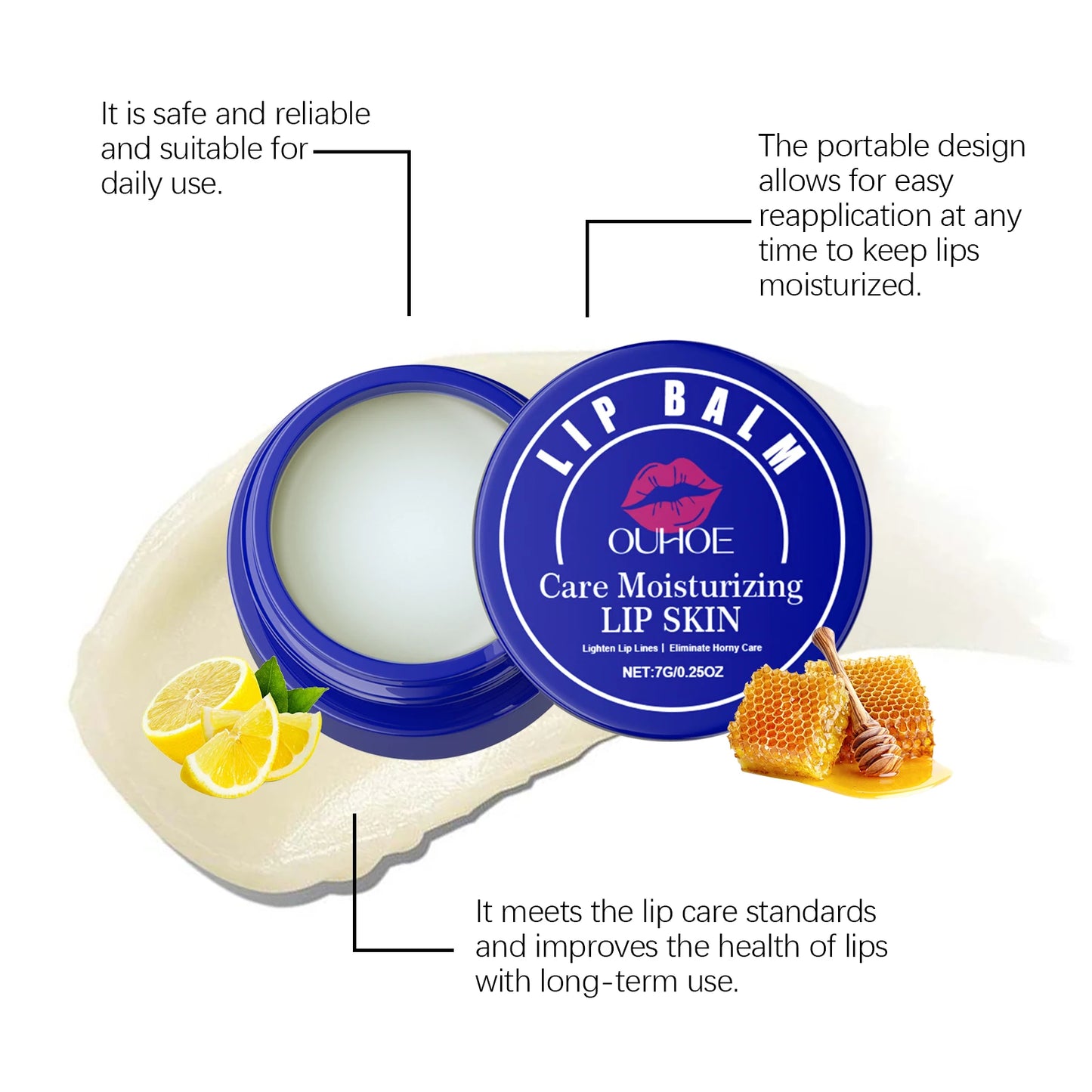OUHOE Lip Balm - Long - term Hydration, Anti - dryness, Lighten Lip Color, Easy to Apply, Exfoliate Gently