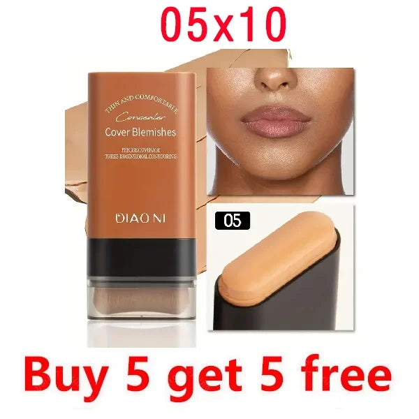Eraser Foundation Stick,Velvet Moist Light Concealer Liquid Foundation Long-lasting Flawless Makeup Face Beauty Makeup Cosmetics