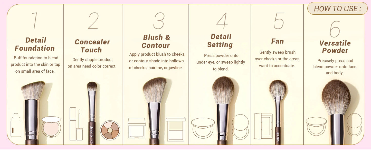 Jessup Makeup Brushes set 15pcs Brown Make up Brushes Vegan Foundation Blender Concealer Powder Eyeshadow Highlighter Brush,T498
