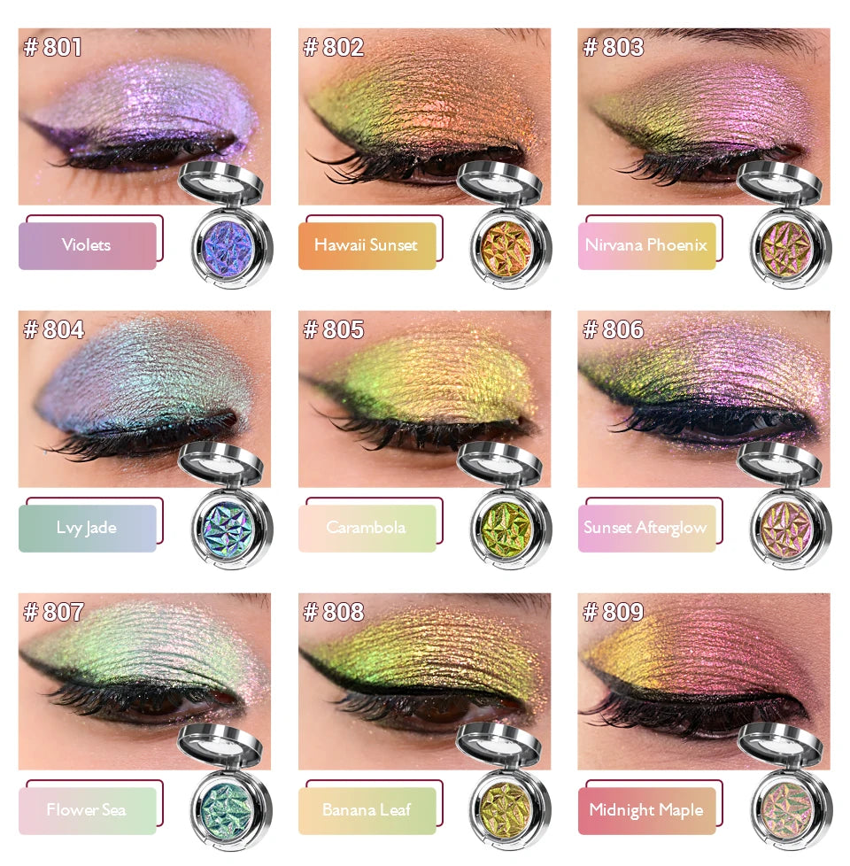 CHARMACY New 10 Multichrome Single Eye Shadow High Pigment Long Lasting Duo Chrome Eyeshadow Glitter Makeup For Eyes