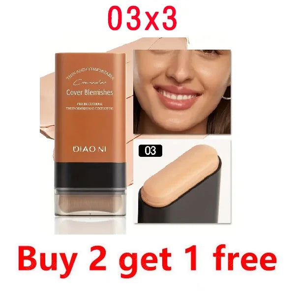 Eraser Foundation Stick,Velvet Moist Light Concealer Liquid Foundation Long-lasting Flawless Makeup Face Beauty Makeup Cosmetics