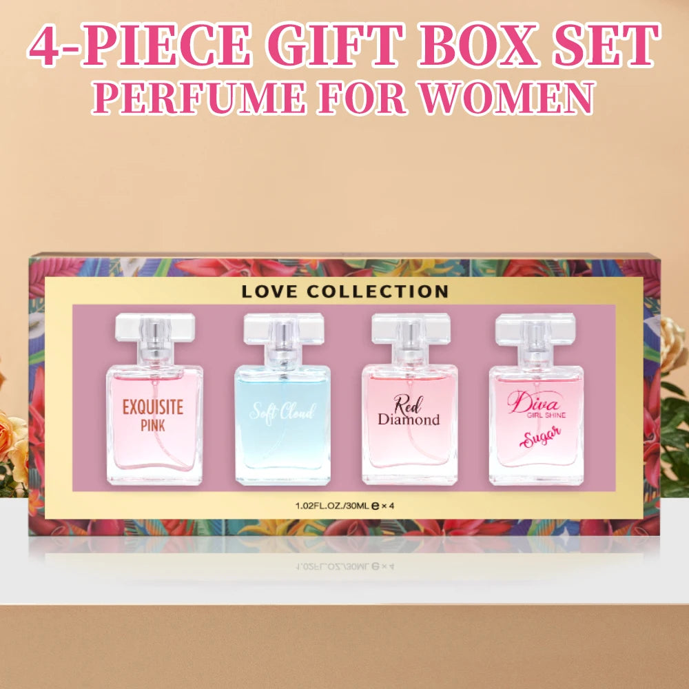 Women's Love Collection Fragrance Set Eau De Parfum Spray 4-Piece Gift Set Long Lasting 1.02 Fl Oz per Bottle
