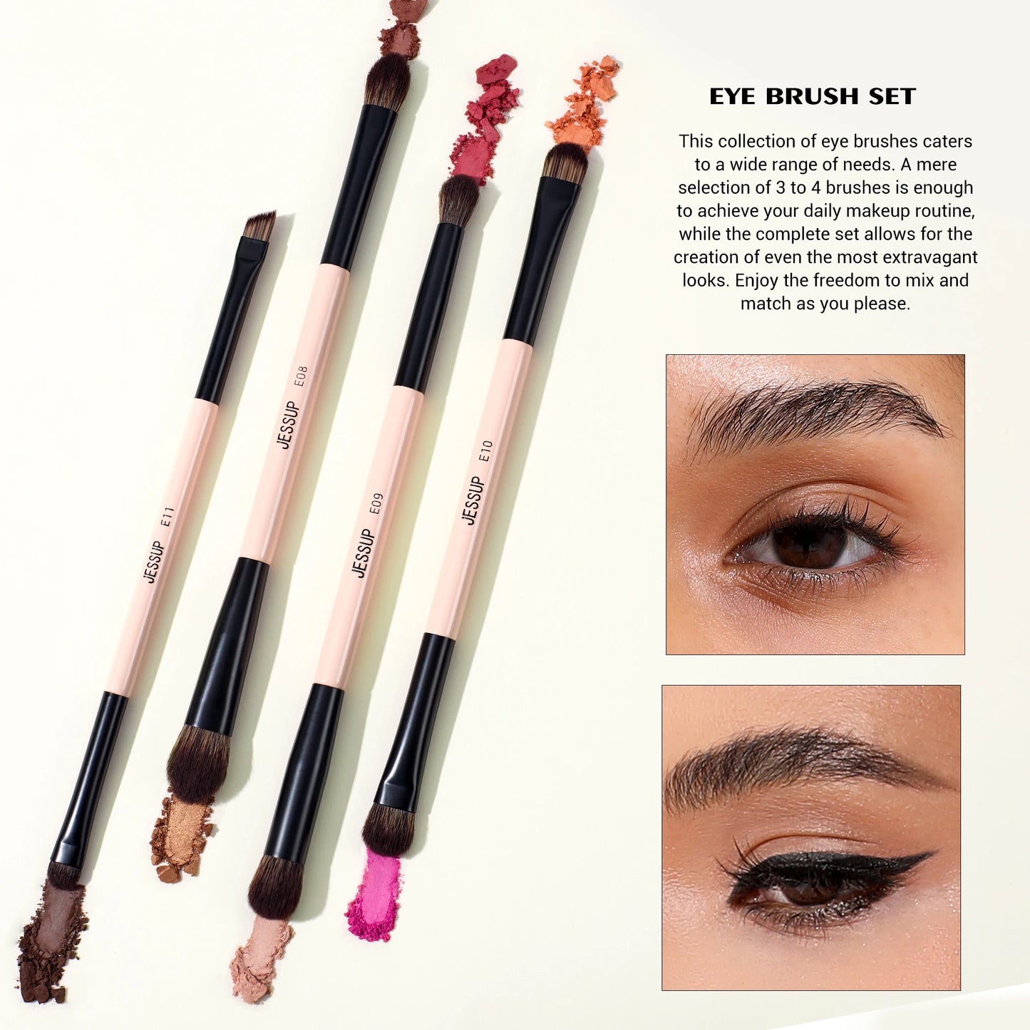 Jessup Makeup Brushes Set with Makeup Sponge, 3/7pcs Double Sided Makeup Brush Foundation Blush Eyeshadow with Gift Box