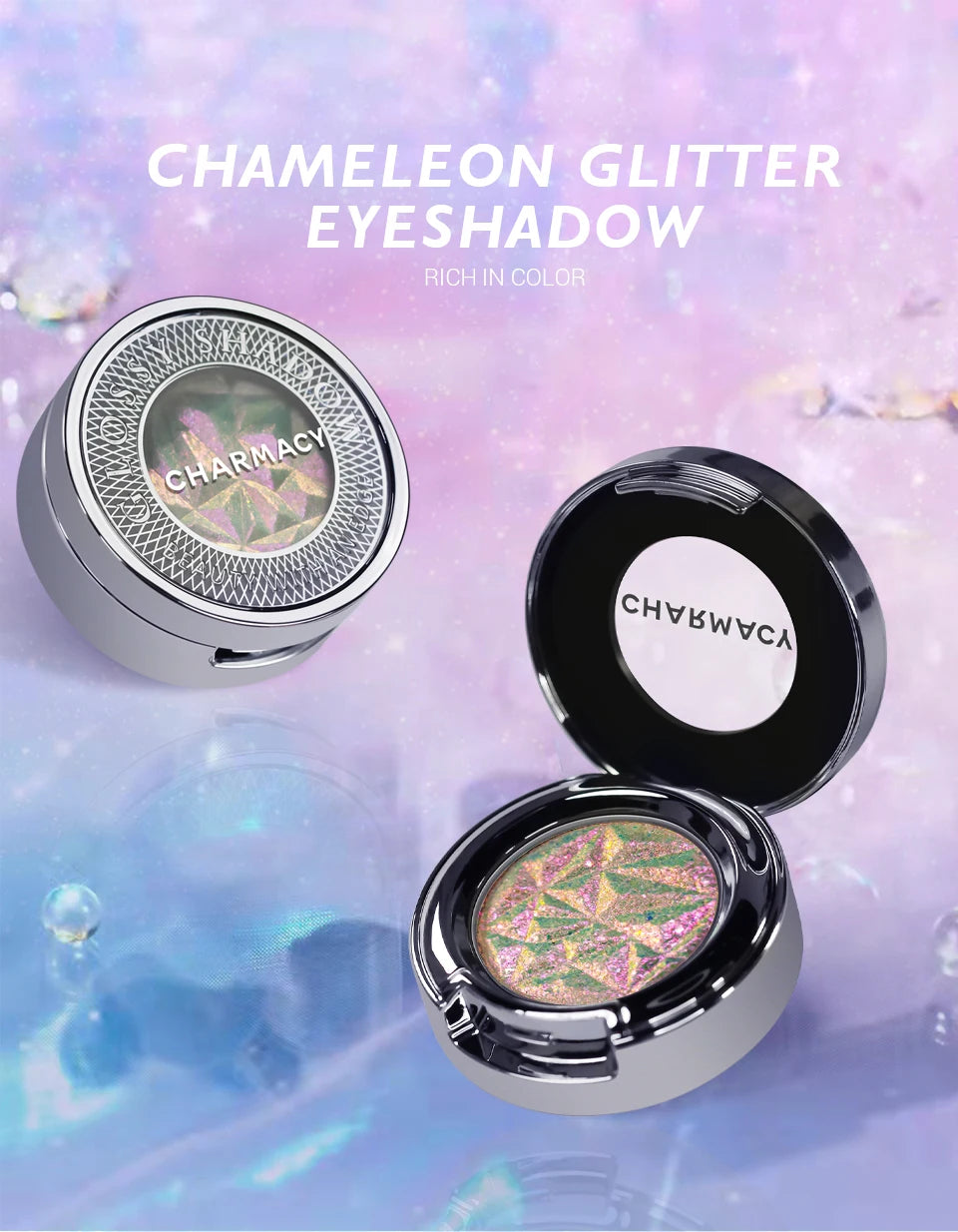CHARMACY New 10 Multichrome Single Eye Shadow High Pigment Long Lasting Duo Chrome Eyeshadow Glitter Makeup For Eyes
