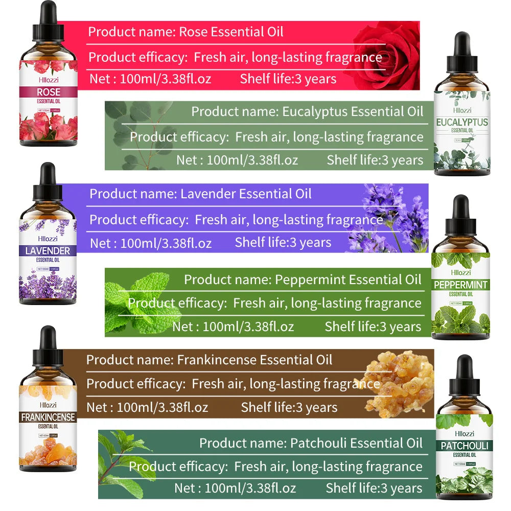 100ml Pure Natural Essential Oils For Diffuser Candle Making Lavender Jasmine Vanilla Eucalyptus Aroma Essential Oil