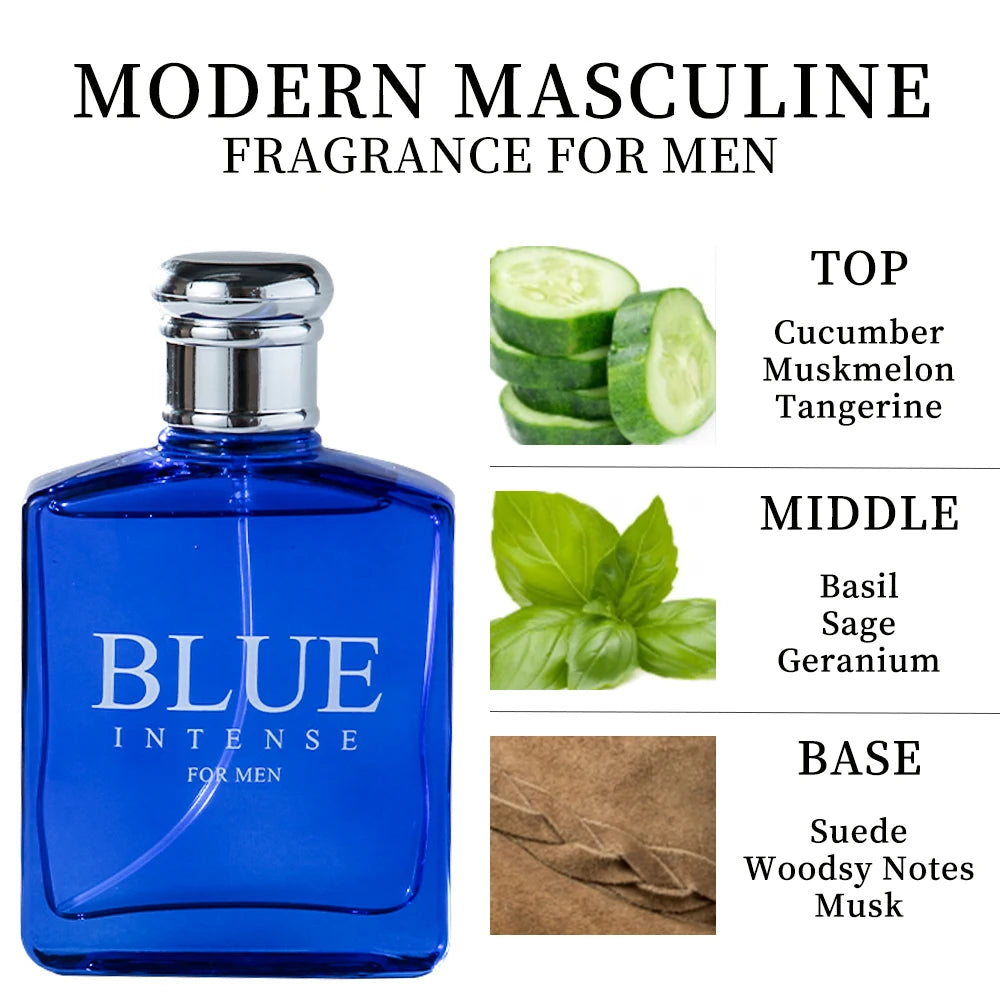 BLUE CHARM Eau de Parfum Spray 3.4 Ounce / 100 Ml  Multi-Layered Fragrance Aromatic Fragrance for Men Men's EDP Perfumes Fruit