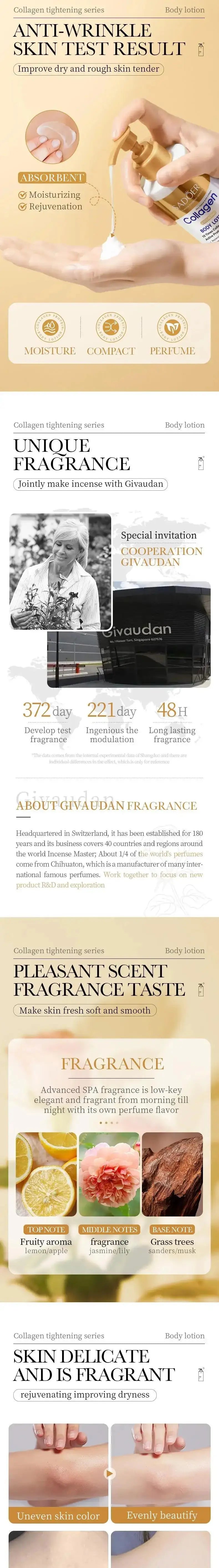 Collagen Milk Bleaching Face Body Cream Whitening Skin Moisturizing Lotion Lightening Care