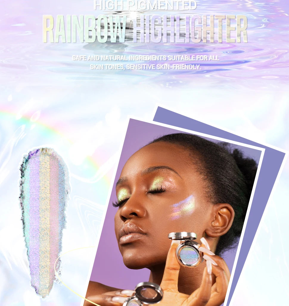 CHARMACY Rainbow Duochrome Highligter New 5 Colors Shimmer Multichrome Long-lasting Eye Shadow Cosmetic Makeup for Women