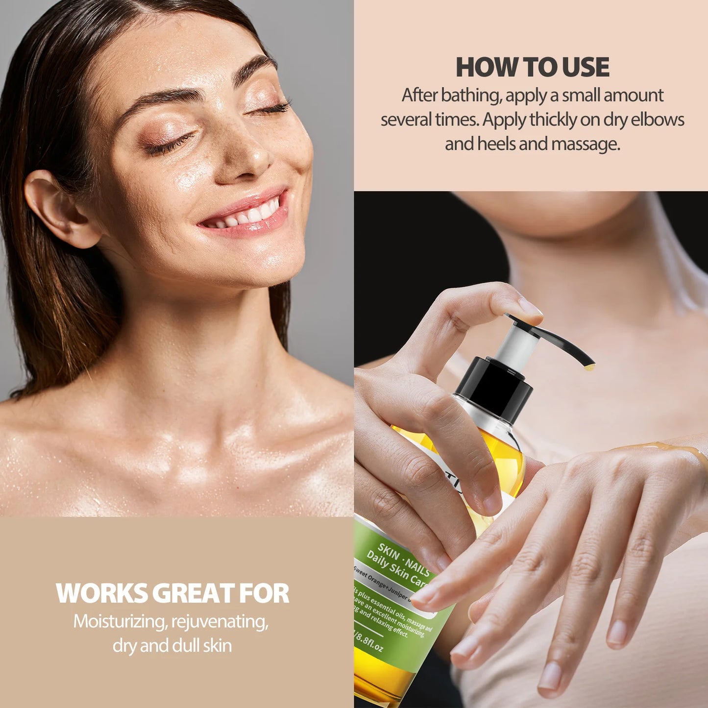 PHATOIL 260ML Vanilla Body Oil For Moisturizing & Soothes Skin Massage Oil Suitable For All Skin Types Long-Lasting Fragrance