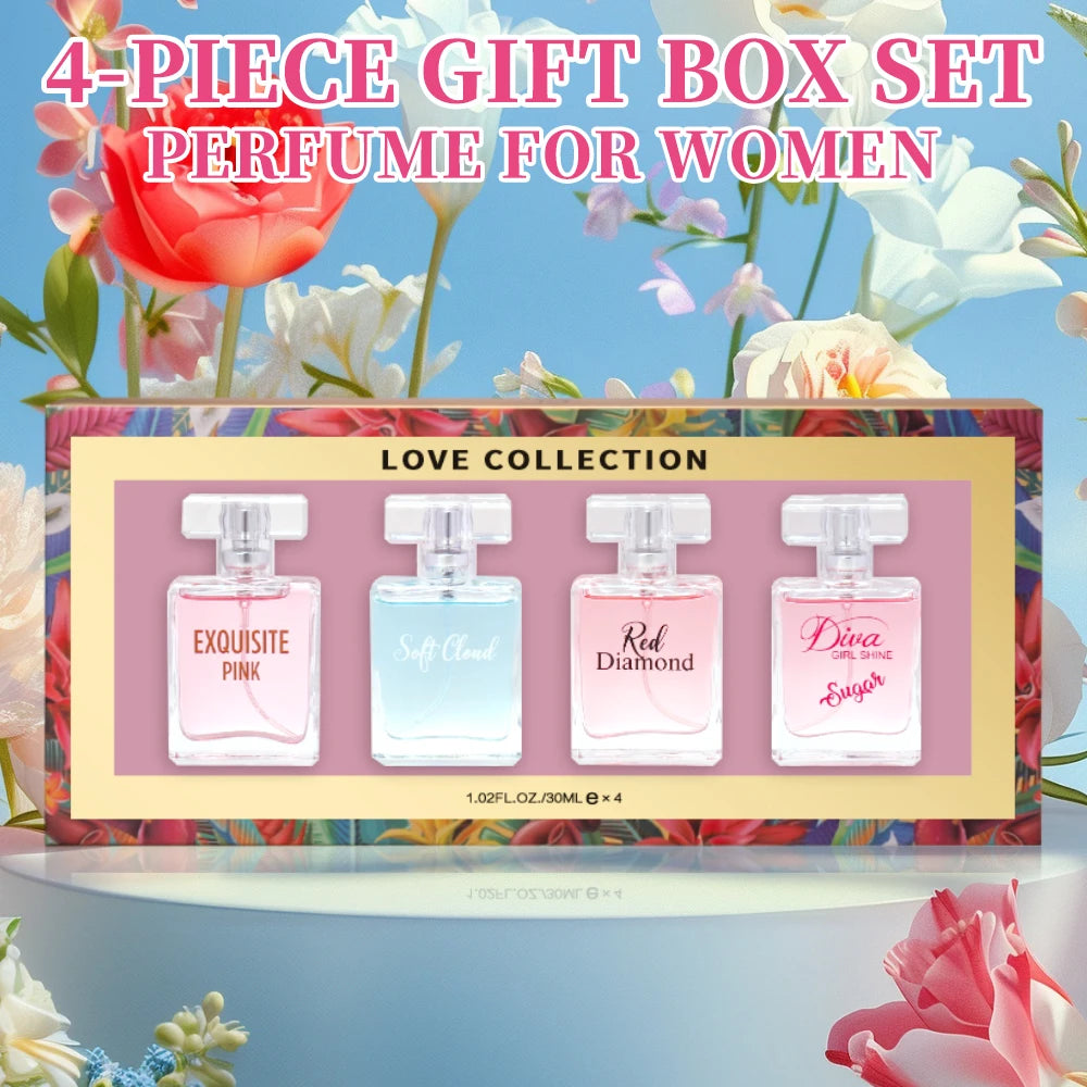 Women's Love Collection Fragrance Set Eau De Parfum Spray 4-Piece Gift Set Long Lasting 1.02 Fl Oz per Bottle