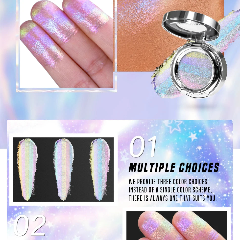 CHARMACY Rainbow Duochrome Highligter New 5 Colors Shimmer Multichrome Long-lasting Eye Shadow Cosmetic Makeup for Women