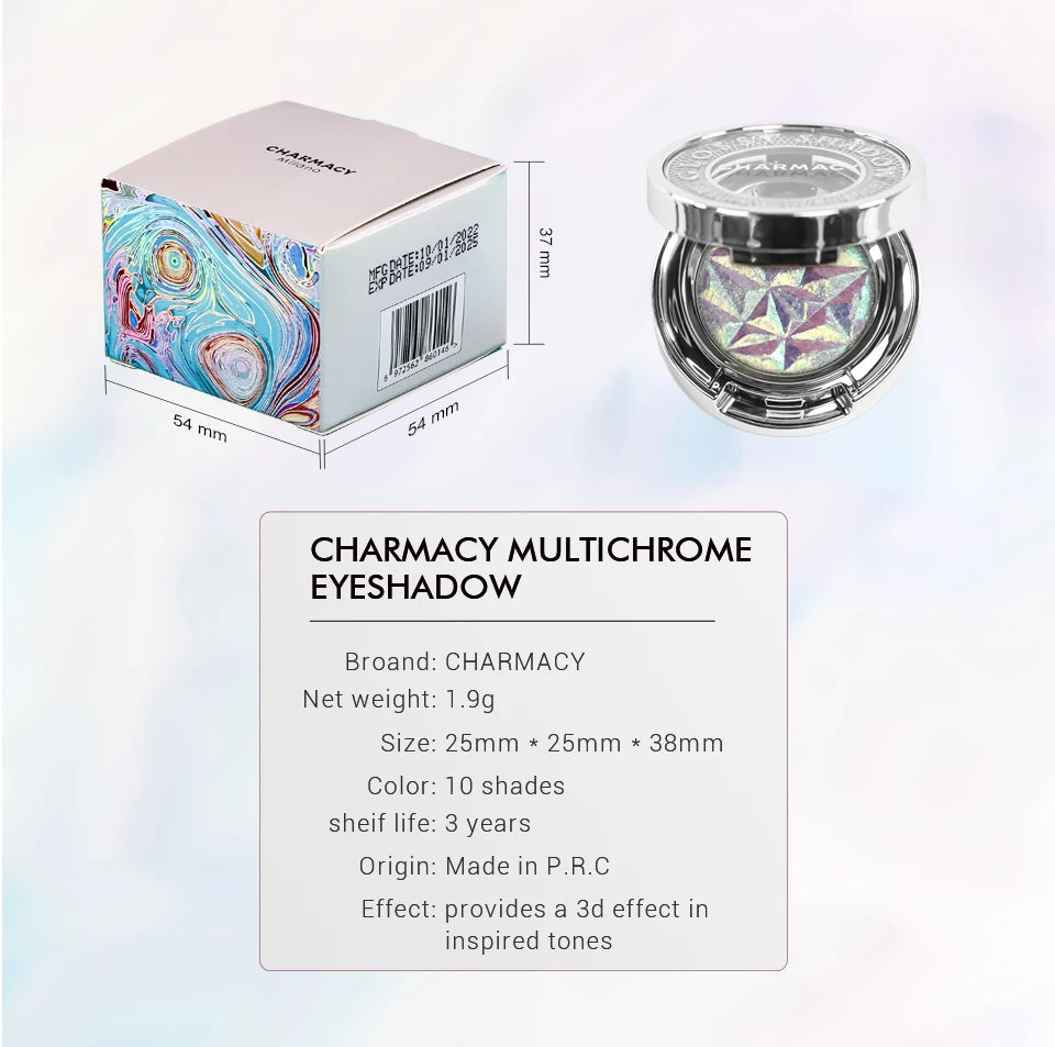 CHARMACY New 10 Multichrome Single Eye Shadow High Pigment Long Lasting Duo Chrome Eyeshadow Glitter Makeup For Eyes