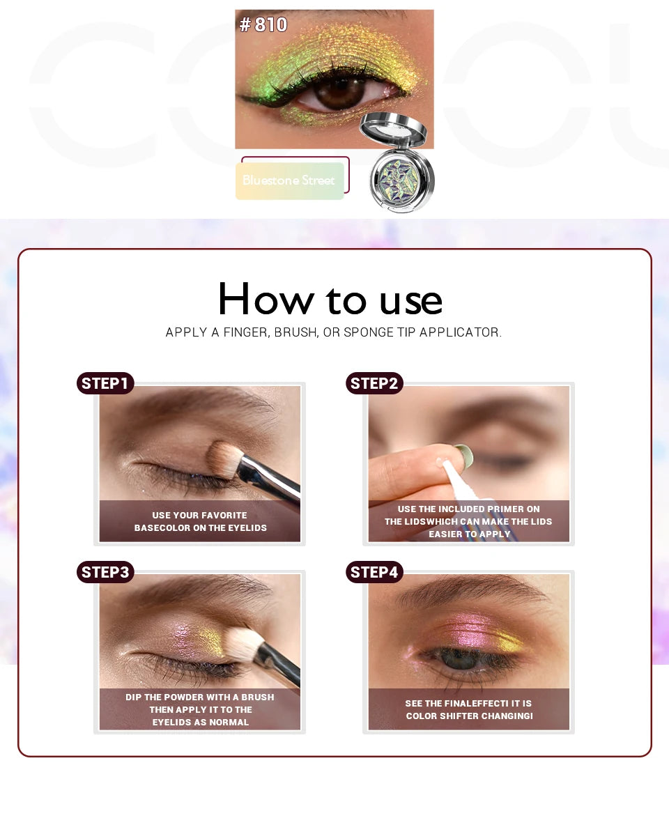CHARMACY New 10 Multichrome Single Eye Shadow High Pigment Long Lasting Duo Chrome Eyeshadow Glitter Makeup For Eyes