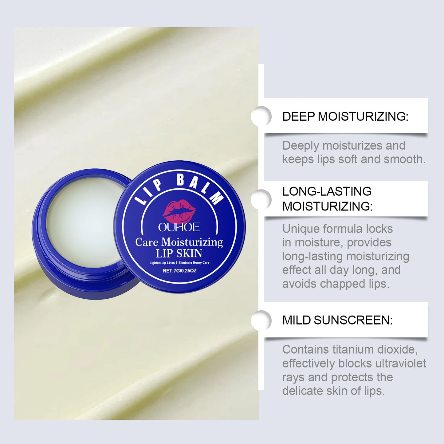 OUHOE Lip Balm - Long - term Hydration, Anti - dryness, Lighten Lip Color, Easy to Apply, Exfoliate Gently