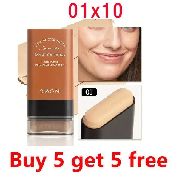 Eraser Foundation Stick,Velvet Moist Light Concealer Liquid Foundation Long-lasting Flawless Makeup Face Beauty Makeup Cosmetics
