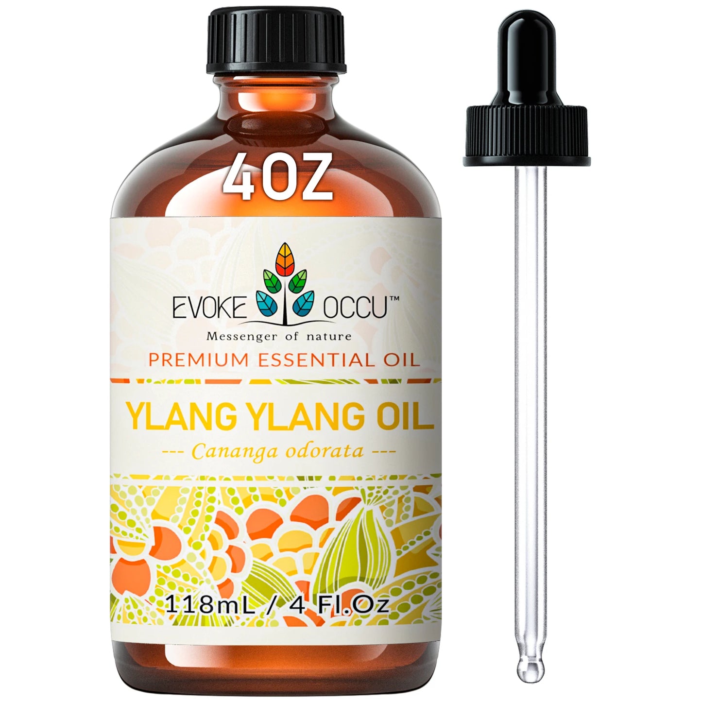EVOKE OCCU Ylang Ylang Essential Oils, 118ML/4 Fl.Oz. Premium Plant Oil for Diffuser, Purifier, Massage, Candle Soap Making,
