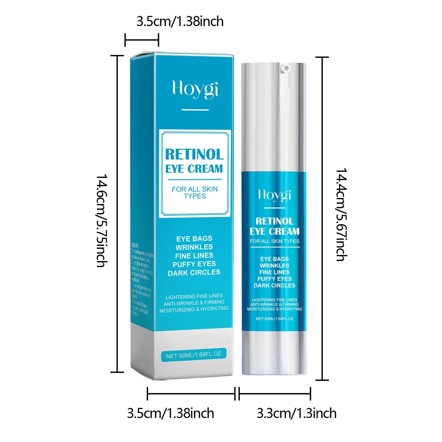 Hoygi 50ml Retinol Eye Line Lightening Cream Firming Lifting Anti Dark Circles Eye Bags Puffiness Moisturizing Eye Care Cream