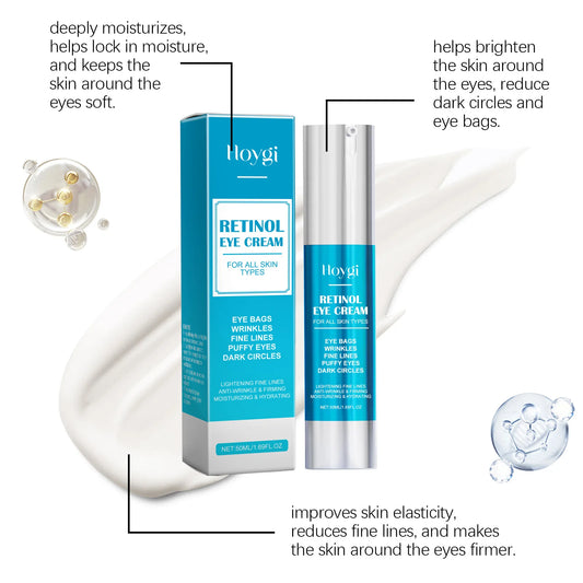 Hoygi 50ml Retinol Eye Line Lightening Cream Firming Lifting Anti Dark Circles Eye Bags Puffiness Moisturizing Eye Care Cream