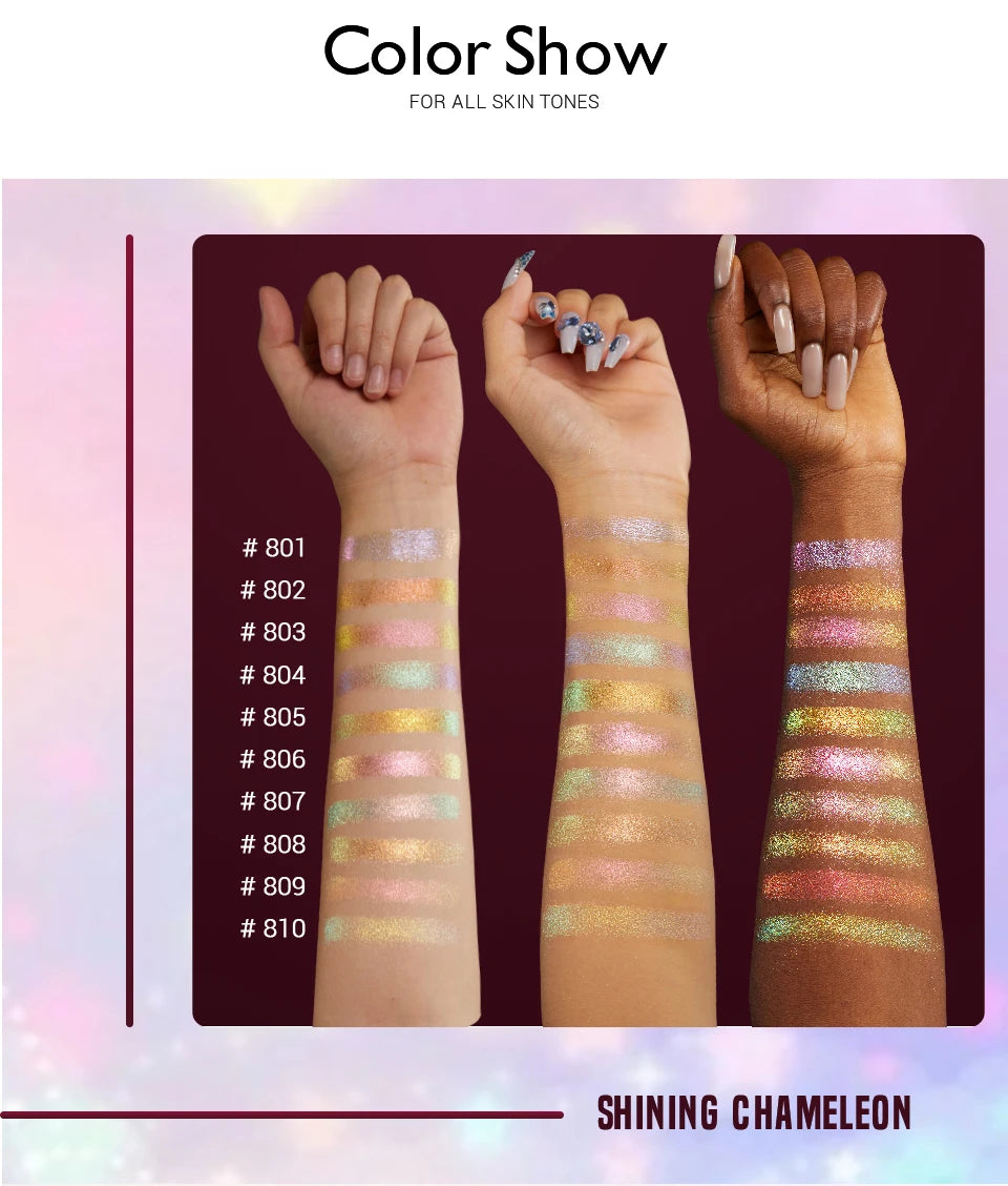 CHARMACY New 10 Multichrome Single Eye Shadow High Pigment Long Lasting Duo Chrome Eyeshadow Glitter Makeup For Eyes