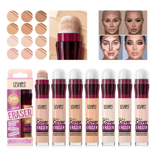 12 colors sponge head liquid foundation, long-lasting moisturizing liquid concealer, non-stripping waterproof concealer