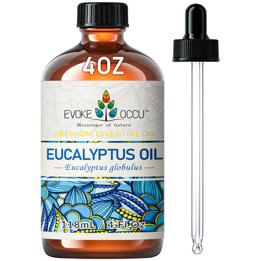 EVOKE OCCU 118ML/4 Fl.Oz. Essential Oils, Premium Eucalyptus Plant Oil for Diffuser, Purifier, Skin, Spa, Candle Soap Making,