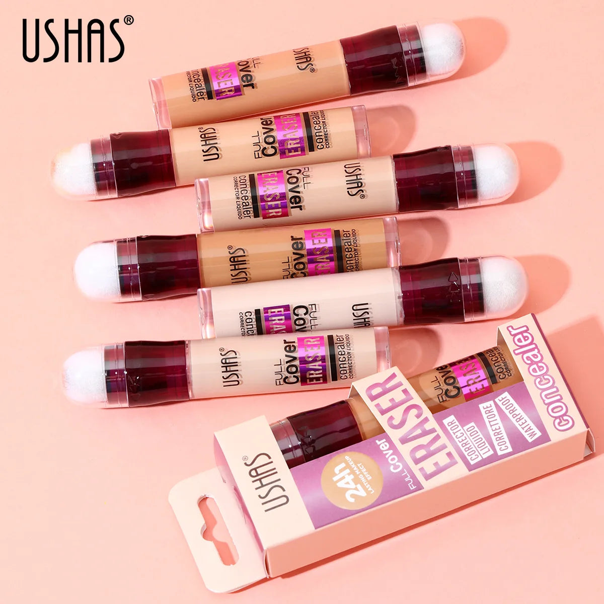 12 colors sponge head liquid foundation, long-lasting moisturizing liquid concealer, non-stripping waterproof concealer