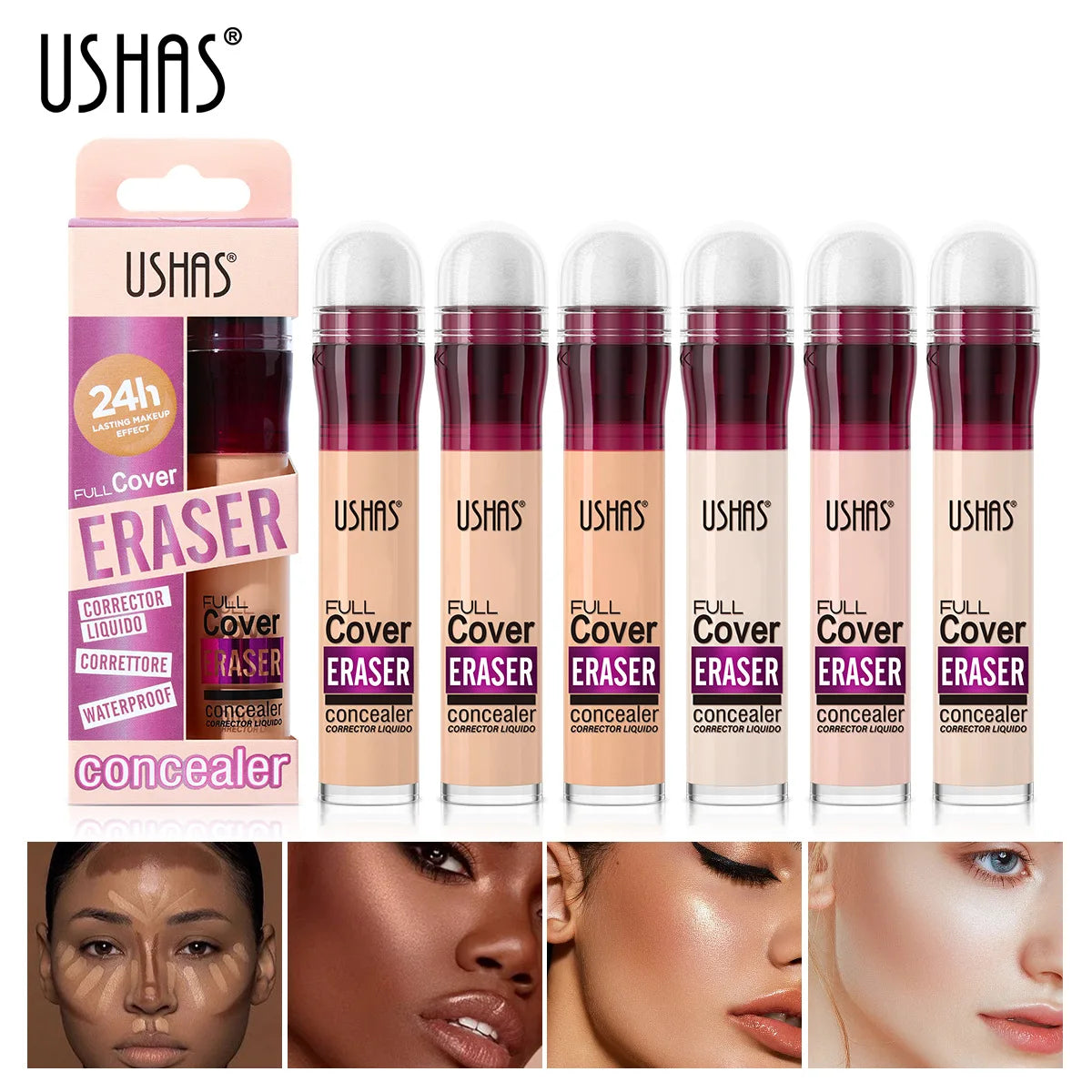 12 colors sponge head liquid foundation, long-lasting moisturizing liquid concealer, non-stripping waterproof concealer