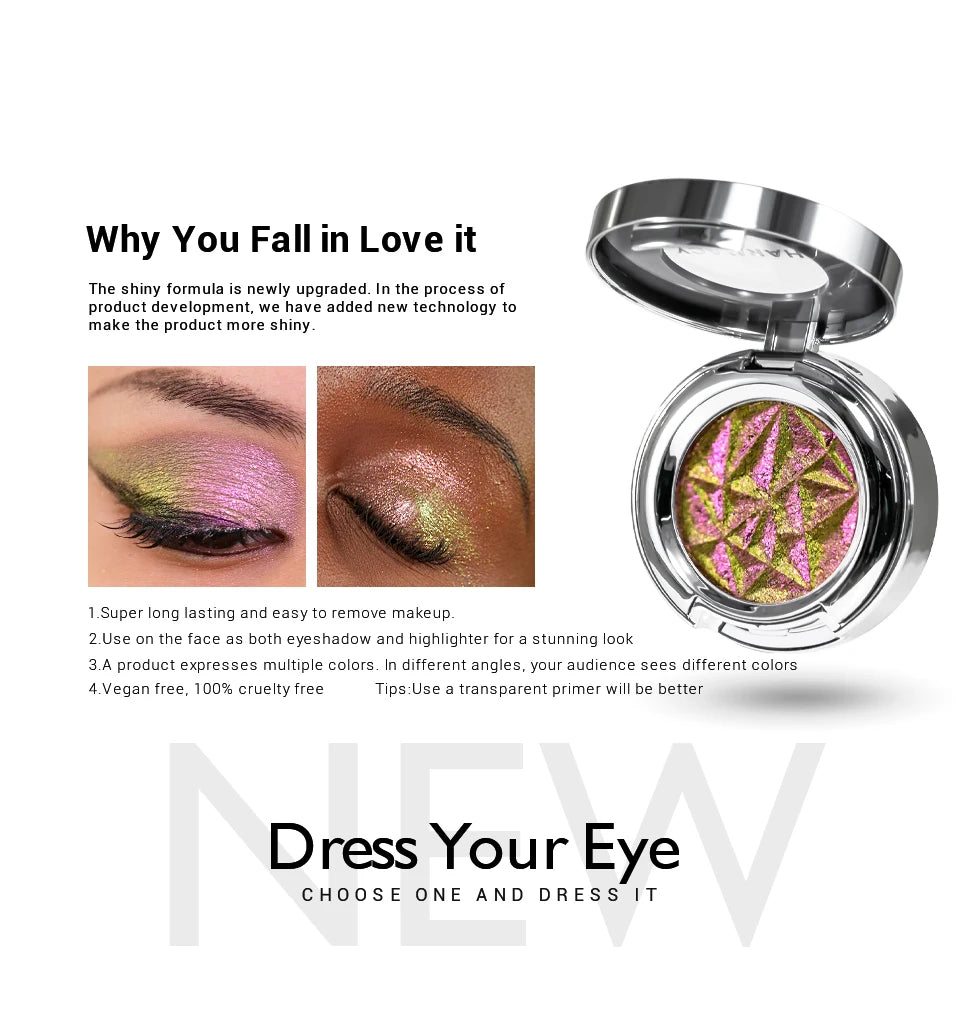 CHARMACY New 10 Multichrome Single Eye Shadow High Pigment Long Lasting Duo Chrome Eyeshadow Glitter Makeup For Eyes