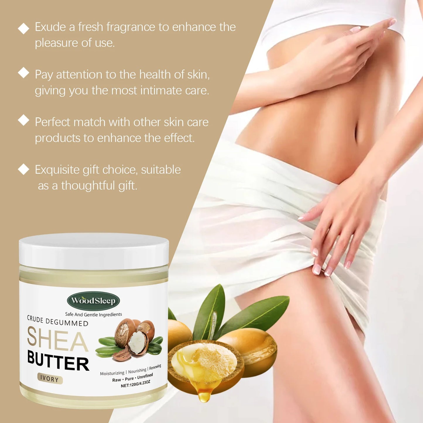 Shea Butter Moisturizer Body Cream Soothe Dry Skin Deep Hydration Fade Fine Lines Increase Elasticity Repair Barrier Body Lotion