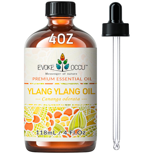 EVOKE OCCU Ylang Ylang Essential Oils, 118ML/4 Fl.Oz. Premium Plant Oil for Diffuser, Purifier, Massage, Candle Soap Making,